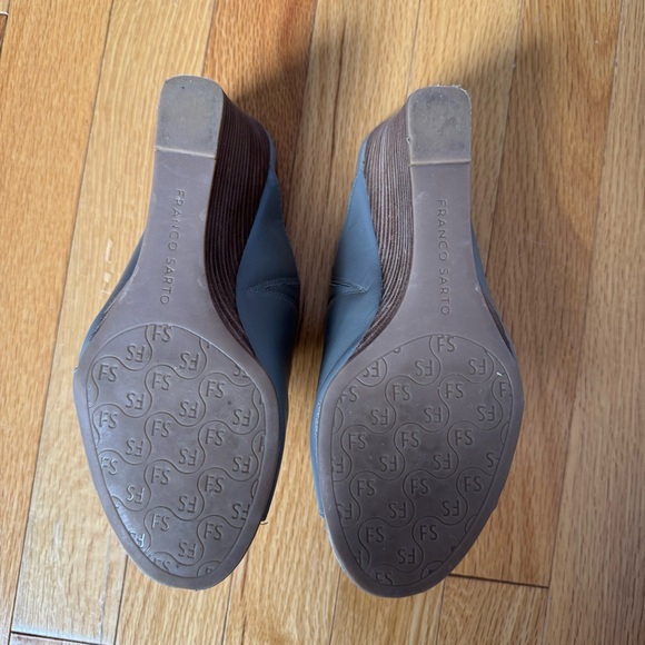 Franco Sarto grey leather wedges sandals slip-on shoes size 8 - Picture 6 of 7